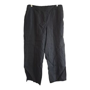 Talbots Black Linen Wide Leg Cropped Pants 8 Coastal Beachy Natural Fabric